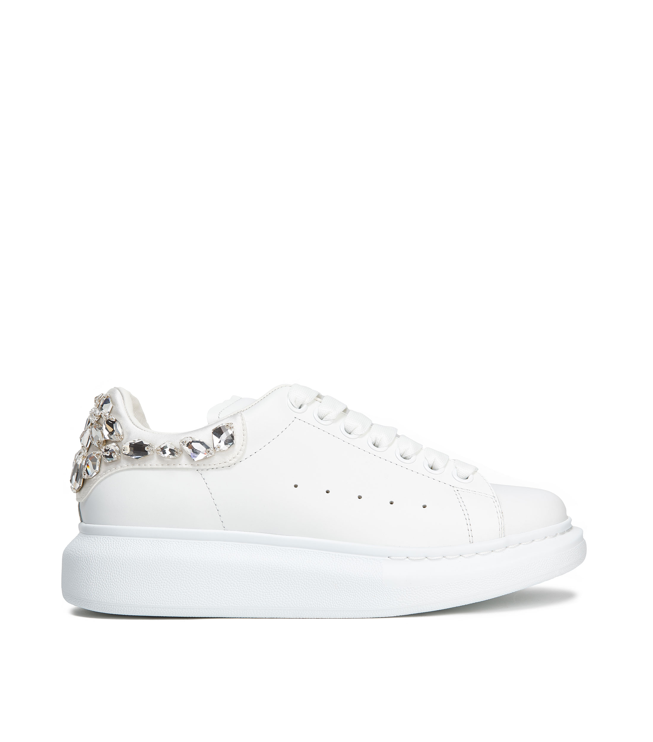 Alexander McQueen Tenis casuales Larry con media plataforma en piel blanca y plata Mujer El Palacio de Hierro